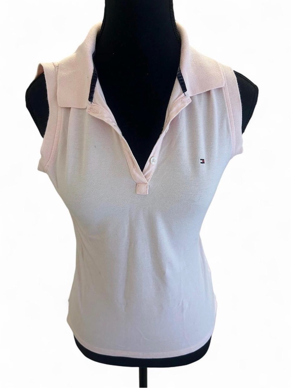 Tommy Hilfiger Sleeveless Polo Tank in Pale Pink